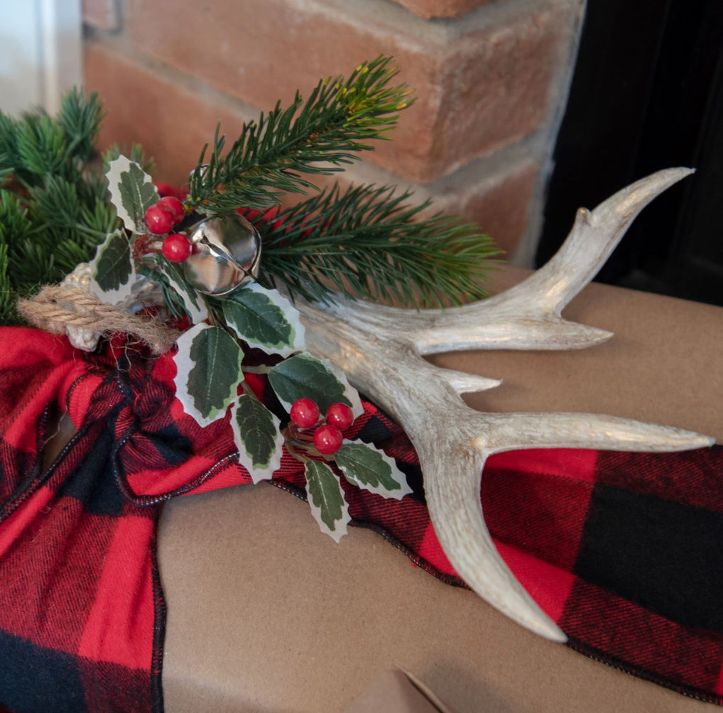 Antler With Bells & Greenery Ornament