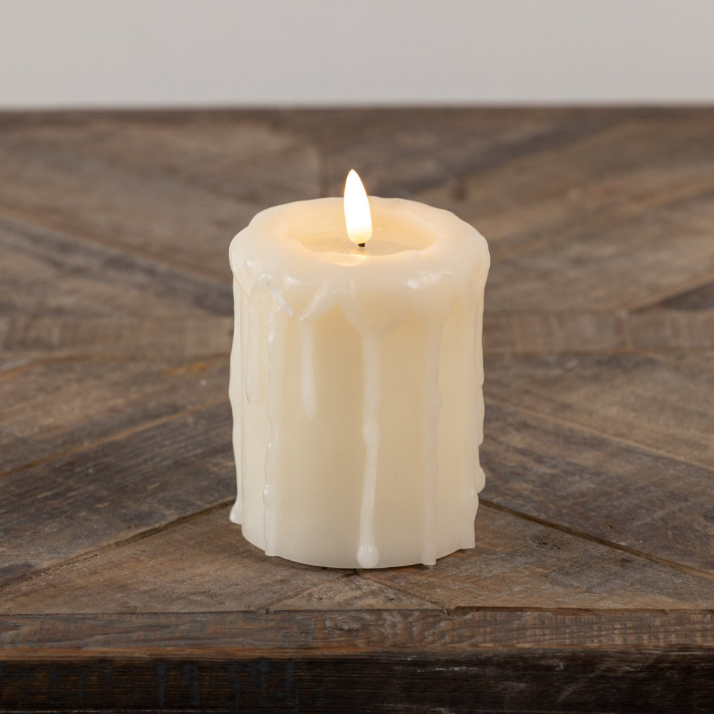 Cream 3D Flame Pillar Candle