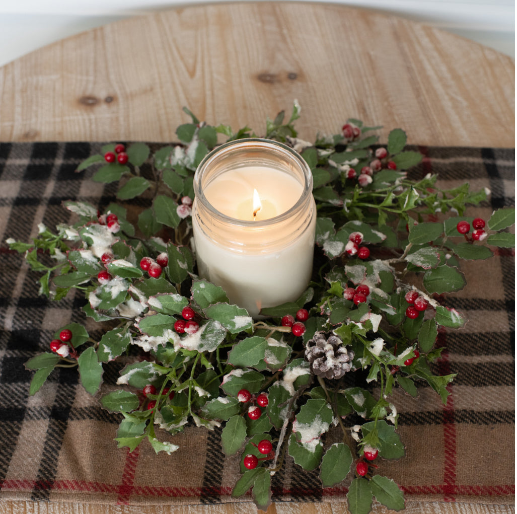 Glittered Holly, Berry & Pinecone Wreath