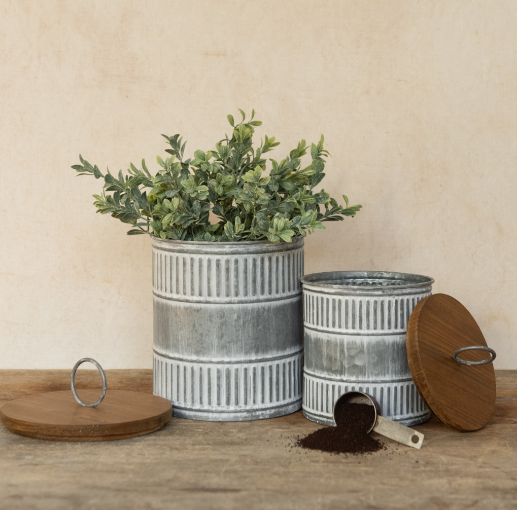 Galvanized Metal Canister With Lid