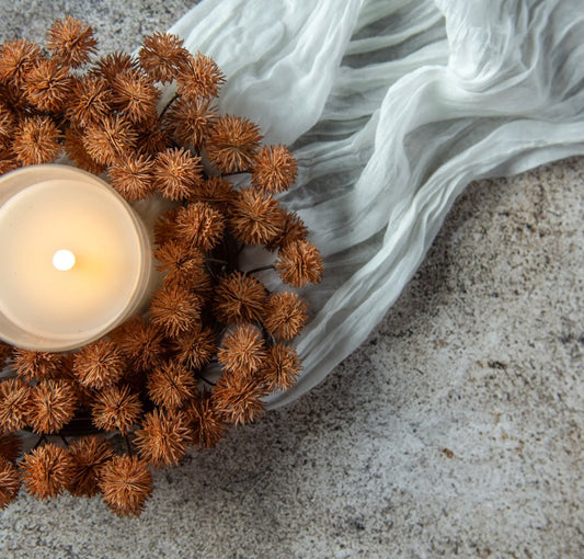 10” Rust Mini Chestnut Seed Candle Ring