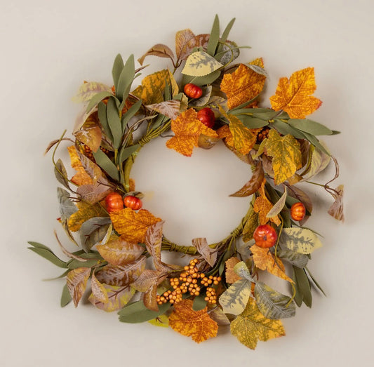 16” Maple Leaf & Mini Pumpkin Candle Ring