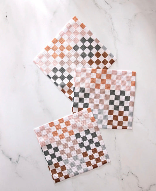 Geometry Autumn Checkers Dishcloth Set