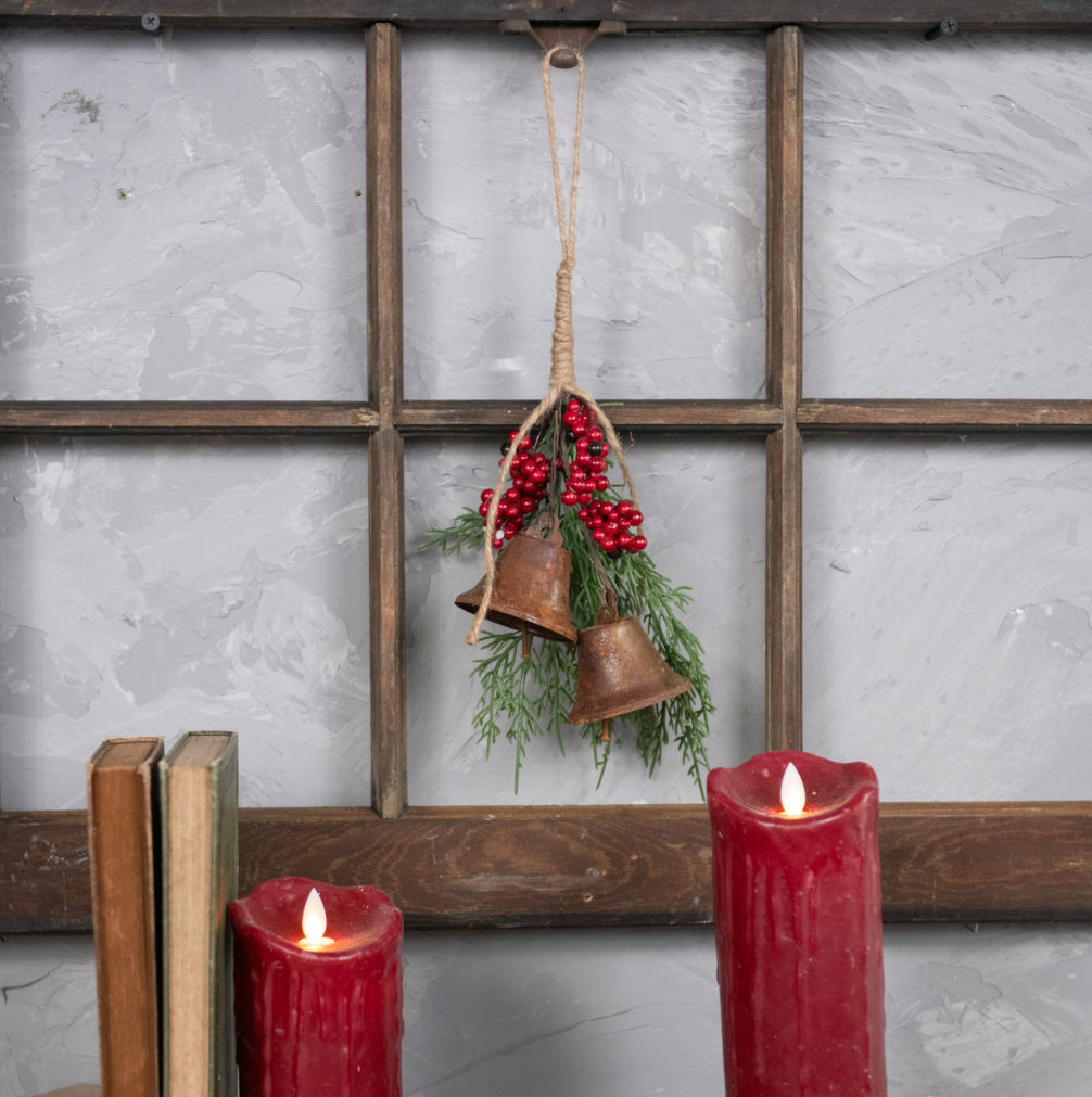 Red Berry & Bells Hanging Bough