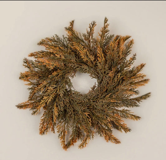 14” Orange Tipped Juniper Candle Ring