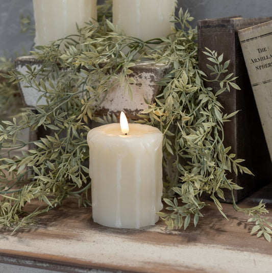 Cream 3D Flame Pillar Candle
