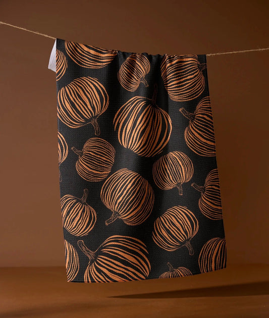 Geometry Pumpkin Noir Tea Towel