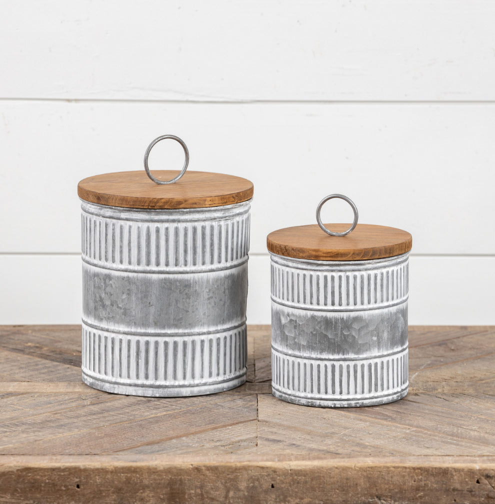 Galvanized Metal Canister With Lid