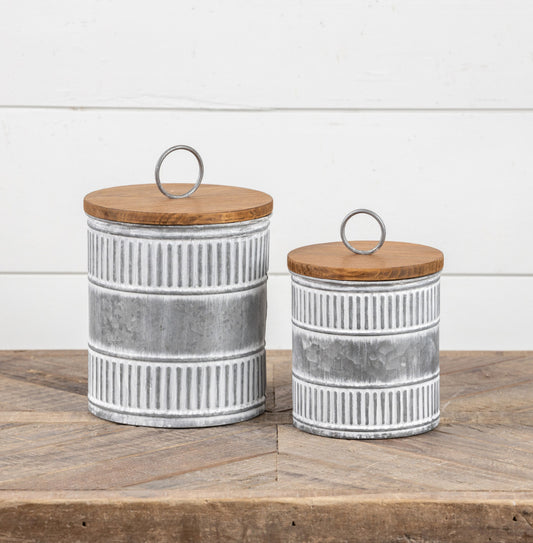 Galvanized Metal Canister With Lid