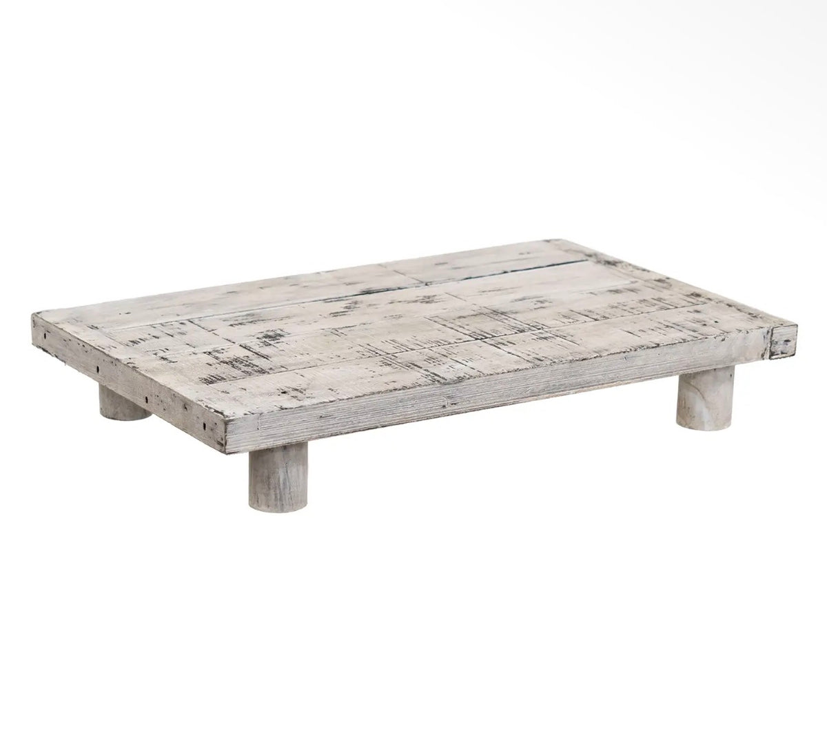 Distressed White Wooden Rectangle Riser